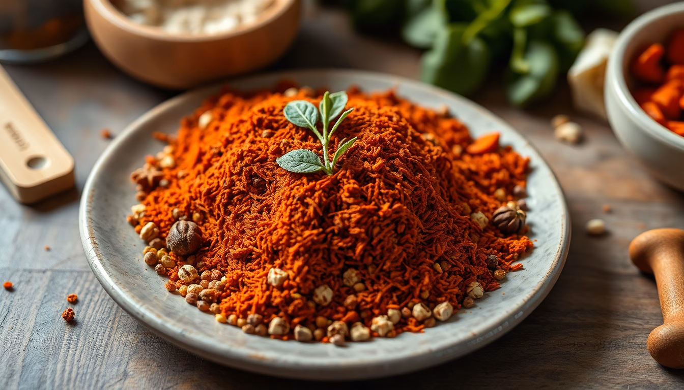 Bunte Gewürze auf Holztisch