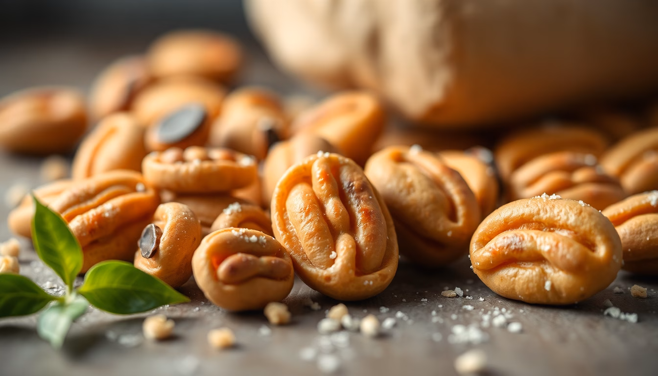 Goldbraune, geröstete Nüsse in einer Schüssel, warmes Licht