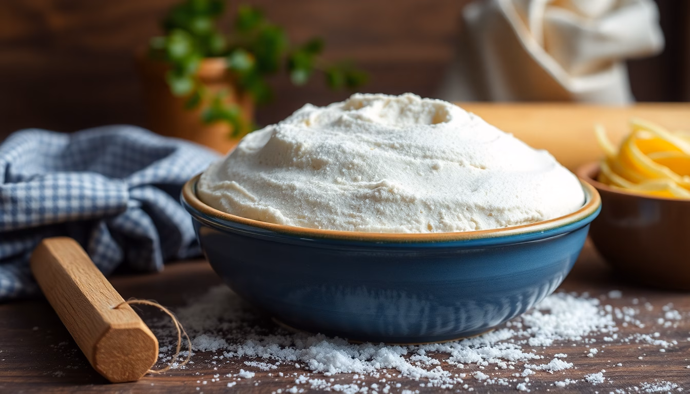 Frisch gemachter Nudelteig auf Holzoberfläche