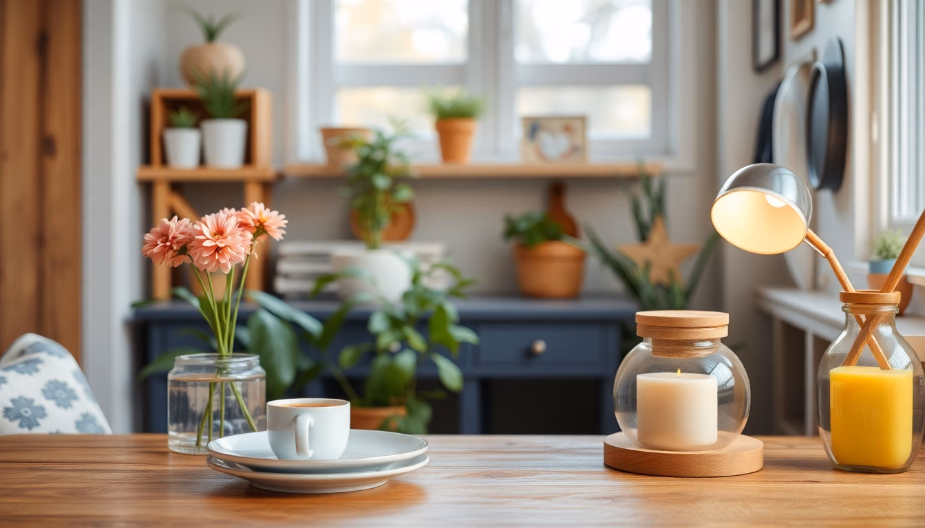 Gemütliches Wohnzimmer mit Kerzenlicht und warmem Ambiente
