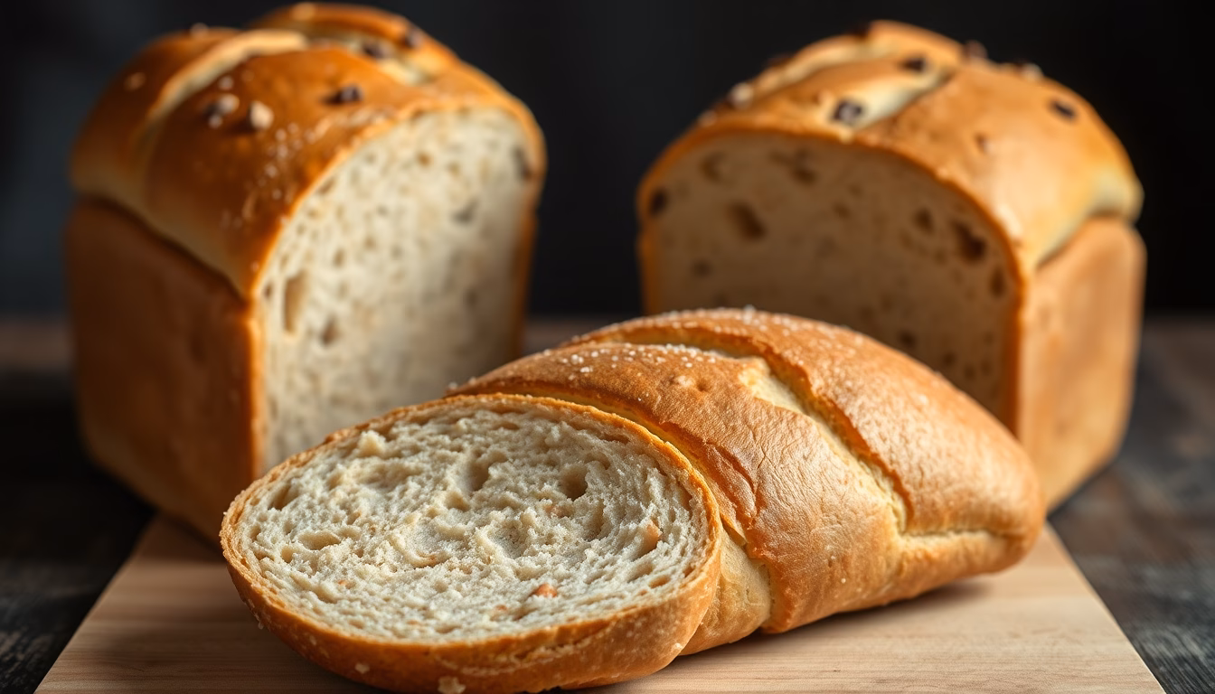 Frisch gebackenes Brot mit feuchtem Tuch auf Holztisch