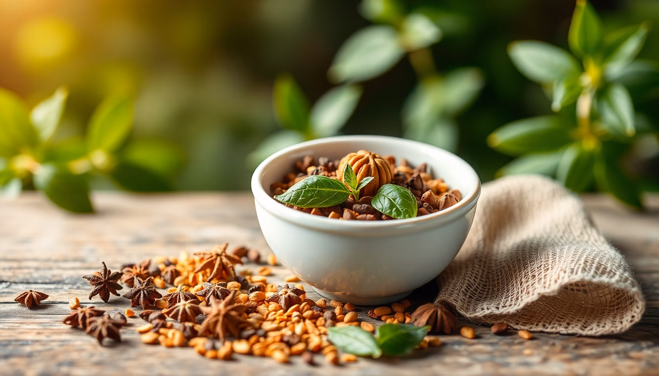 Bunte Gewürze in Glasbehältern, Nahaufnahme