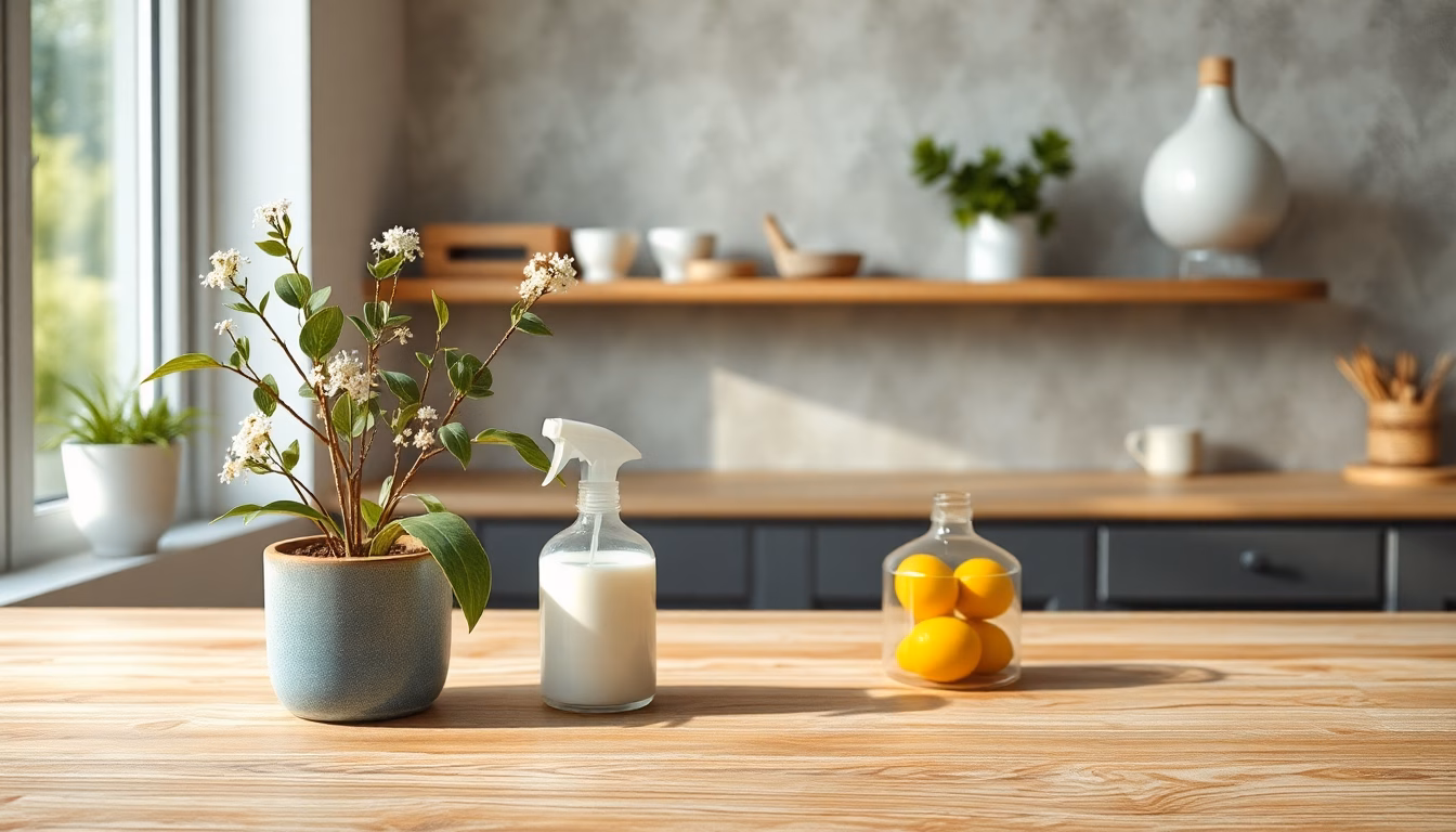 Frau riecht an frischen Kräutern im gemütlichen Zuhause