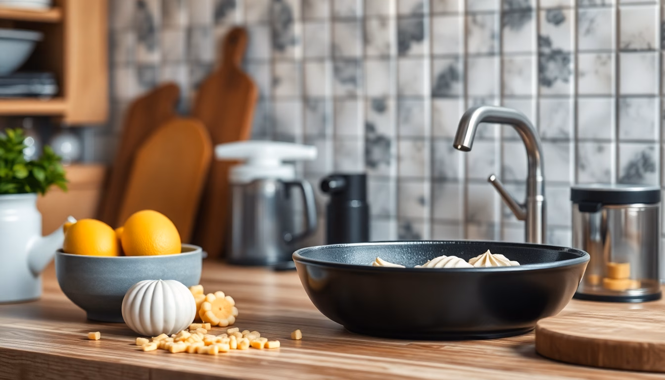 Helle, saubere Küche mit Sonne und Luftsymbol