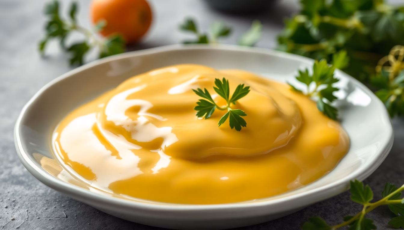 Cremige Sauce Hollandaise über Spargel